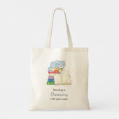 Tote Bag Chat mignon au-dessus d'une citation de lecture de (Dos)