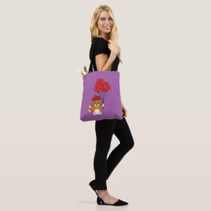 Tote Bag Chat mignon avec Ballons de Coeur Rouge