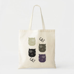 Tote Bag Chat mignon avec des points et une bibliothèque de