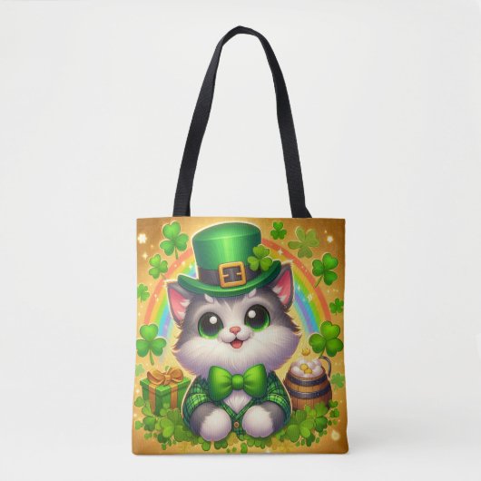 Tote Bag Chat mignon/chaton Saint Patrick's Day (Devant)