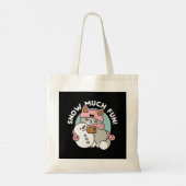 Tote Bag Chat mignon en Engin à neige avec Art Snowman (Dos)