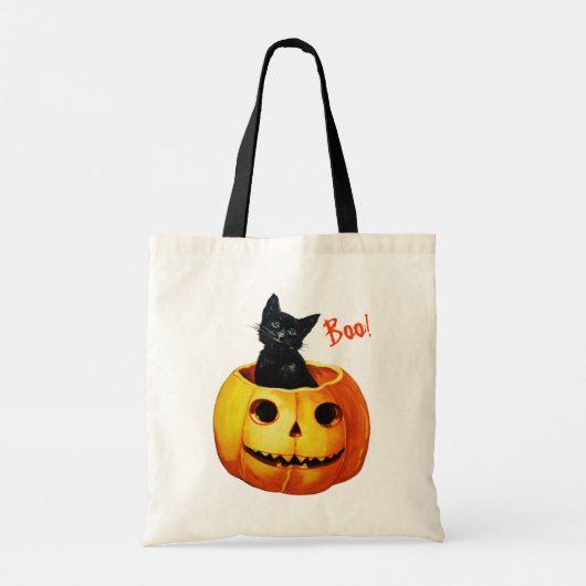 Tote Bag Chat mignon en Halloween Citrouille (Dos)