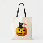 Tote Bag Chat mignon en Halloween Citrouille (Devant)