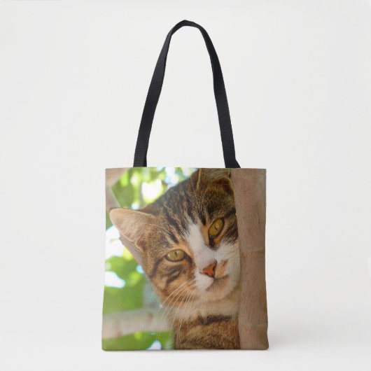 Tote Bag Chat mignon grimpant à un arbre (Devant)