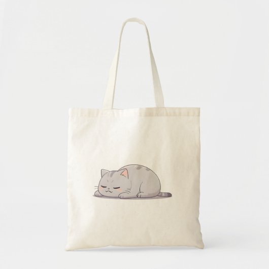 Tote Bag Chat mignon kawaii grumpy endormi (Devant)