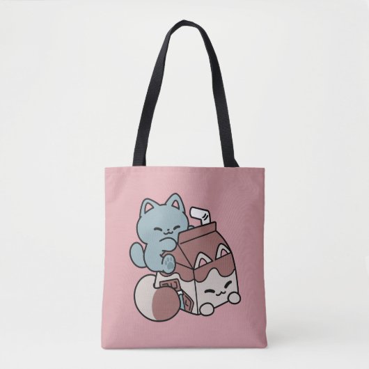 Tote Bag Chat Mignon Lait Chocolat – Boisson Confortable et (Devant)
