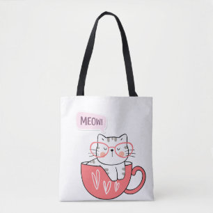 Tote Bag chat miow dans une tasse