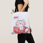 Tote Bag chat miow dans une tasse (De près)