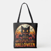 Tote Bag Chat Monster éffrayant Haunted Maison Halloween (Dos)