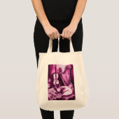 Tote Bag CHAT MUSICAL, rose Fuchsia violet et blanc (Devant (produit))