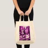 Tote Bag CHAT MUSICAL, Violet violet et blanc (Devant (produit))