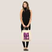 Tote Bag CHAT MUSICAL, Violet violet et blanc (Devant (modèle))