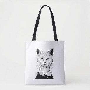 Tote Bag Chat mystique noir et blanc de Salem