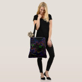 Tote Bag Chat Neon Glow (Sur le modèle)