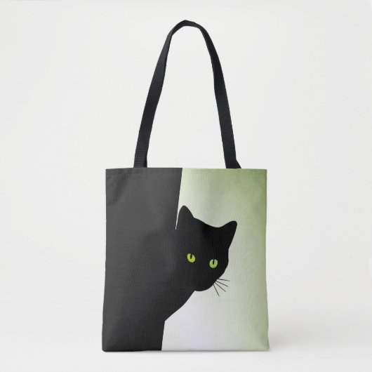 Tote Bag Chat noir à oreille verte (Devant)