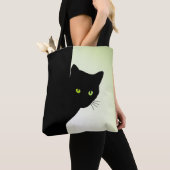 Tote Bag Chat noir à oreille verte (De près)