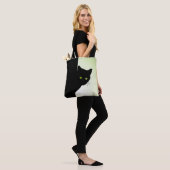 Tote Bag Chat noir à oreille verte (Sur le modèle)