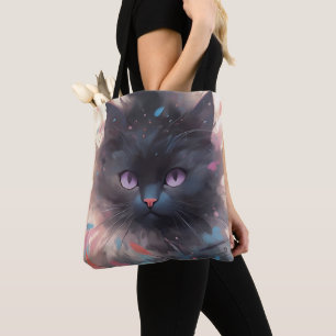 Tote Bag Chat noir aquarelle mystique   Chat mignon