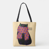 Tote Bag Chat noir automne saison Halloween Éffrayant migno (Dos)