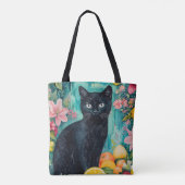 Tote Bag Chat noir avec des fruits (Dos)