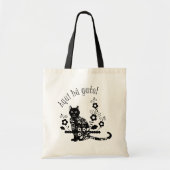 Tote Bag Chat noir avec fleurs et expression portugaise (Devant)