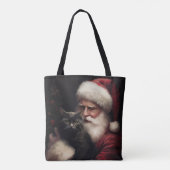 Tote Bag Chat noir avec Noël Festif du Père Noël (Dos)