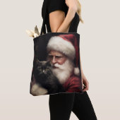 Tote Bag Chat noir avec Noël Festif du Père Noël (De près)