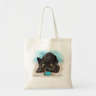 Tote Bag Chat Noir avec Souris Jouet Dessin Animé