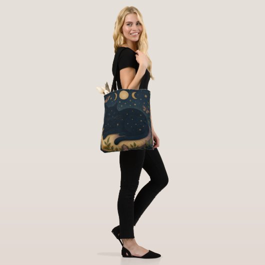 Tote Bag Chat noir céleste (Sur le modèle)