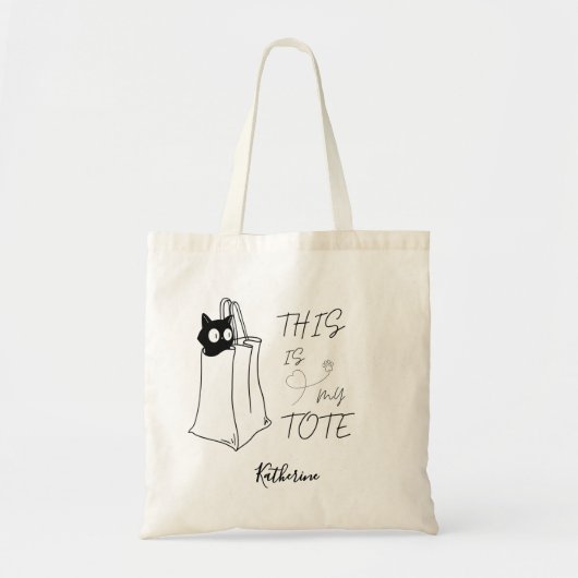 Tote Bag Chat Noir "C'Est Mon Fourre-tout" Drôle (Devant)