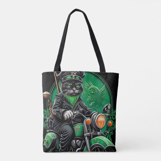 Tote Bag Chat noir conduite vélo St. Patrick's Day (Dos)