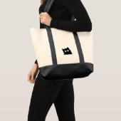 Tote Bag Chat Noir Curieux Design Minimaliste de Chat Migno (Devant (produit))