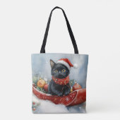 Tote Bag Chat noir dans la corniche laissez passer Noël de (Dos)