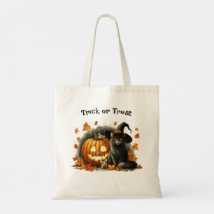 Tote Bag Chat noir dans la sorcière Casquette Halloween Tri