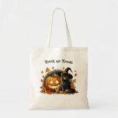 Tote Bag Chat noir dans la sorcière Casquette Halloween Tri (Devant)
