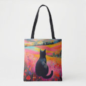 Tote Bag Chat noir dans une belle nature (Devant)