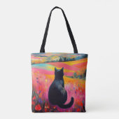 Tote Bag Chat noir dans une belle nature (Dos)