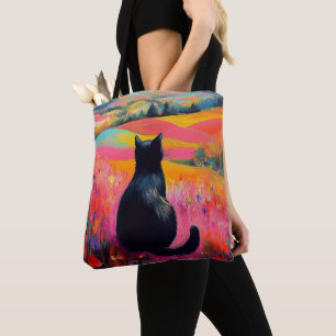 Tote Bag Chat noir dans une belle nature