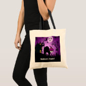 Tote Bag Chat noir de sorcière violette (Devant (produit))