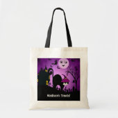 Tote Bag Chat noir de sorcière violette (Devant)