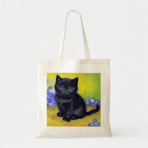 Tote Bag Chat noir de Van Gogh Fleurs violettes