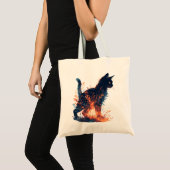 Tote Bag Chat Noir décontracté Et Feuilles Floraux - Belle (Devant (produit))