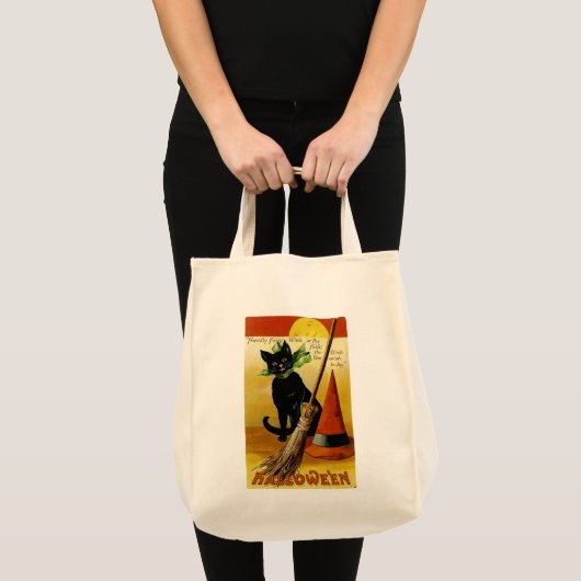 Tote Bag Chat noir d'Halloween (Devant (produit))