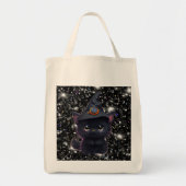 Tote Bag Chat noir d'Halloween blanc mignon (Devant)