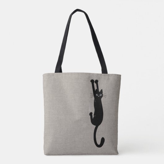 Tote Bag Chat noir drôle accrochant sur | Kitty (Dos)