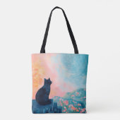 Tote Bag Chat noir drôle dans la nature (Dos)