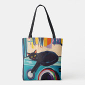 Tote Bag Chat noir drôle et machine à laver (Dos)