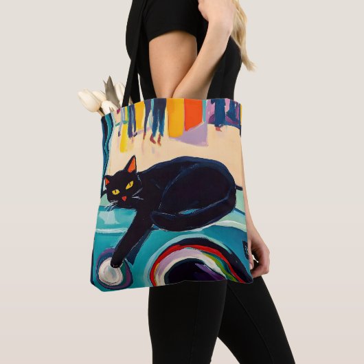 Tote Bag Chat noir drôle et machine à laver (De près)