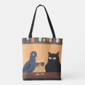 Tote Bag Chat noir drôle et oiseau (Dos)