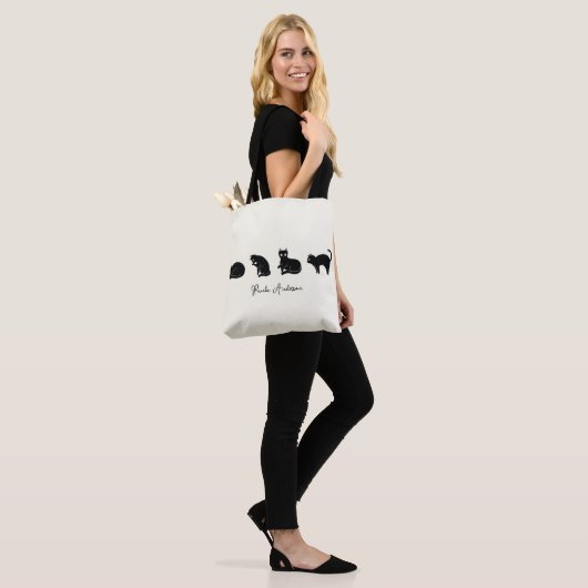 Tote Bag Chat noir drôle mignon personnalisable (Sur le modèle)
